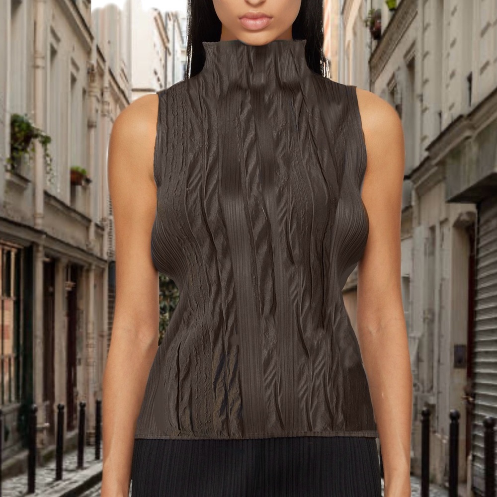 Coffee Brown Textured Trea Tank Top
